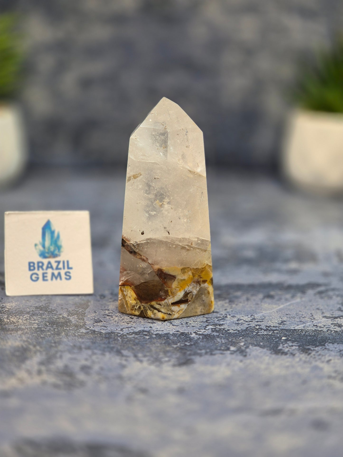 Blue Tara with Mosaic Calcite Point