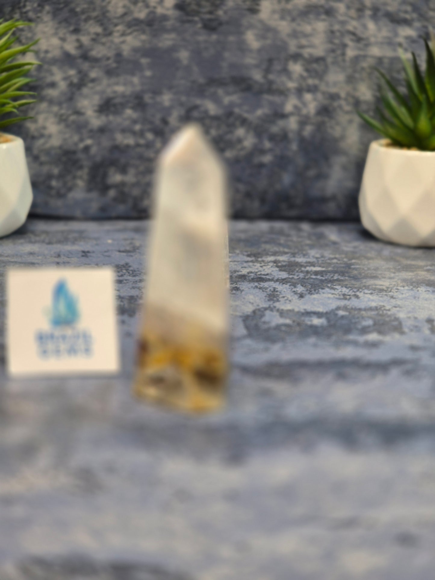 Blue Tara with Mosaic Calcite Point