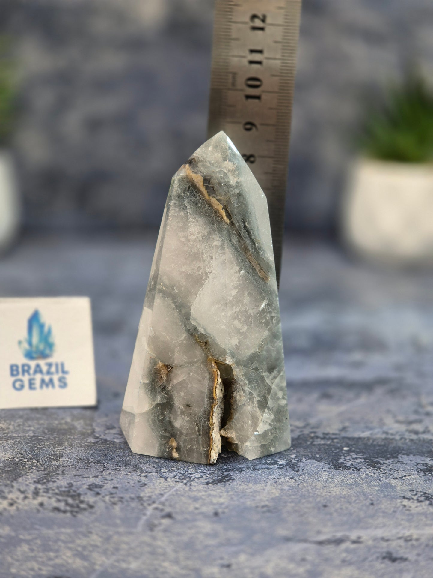 Blue Tara with Mosaic Calcite Point