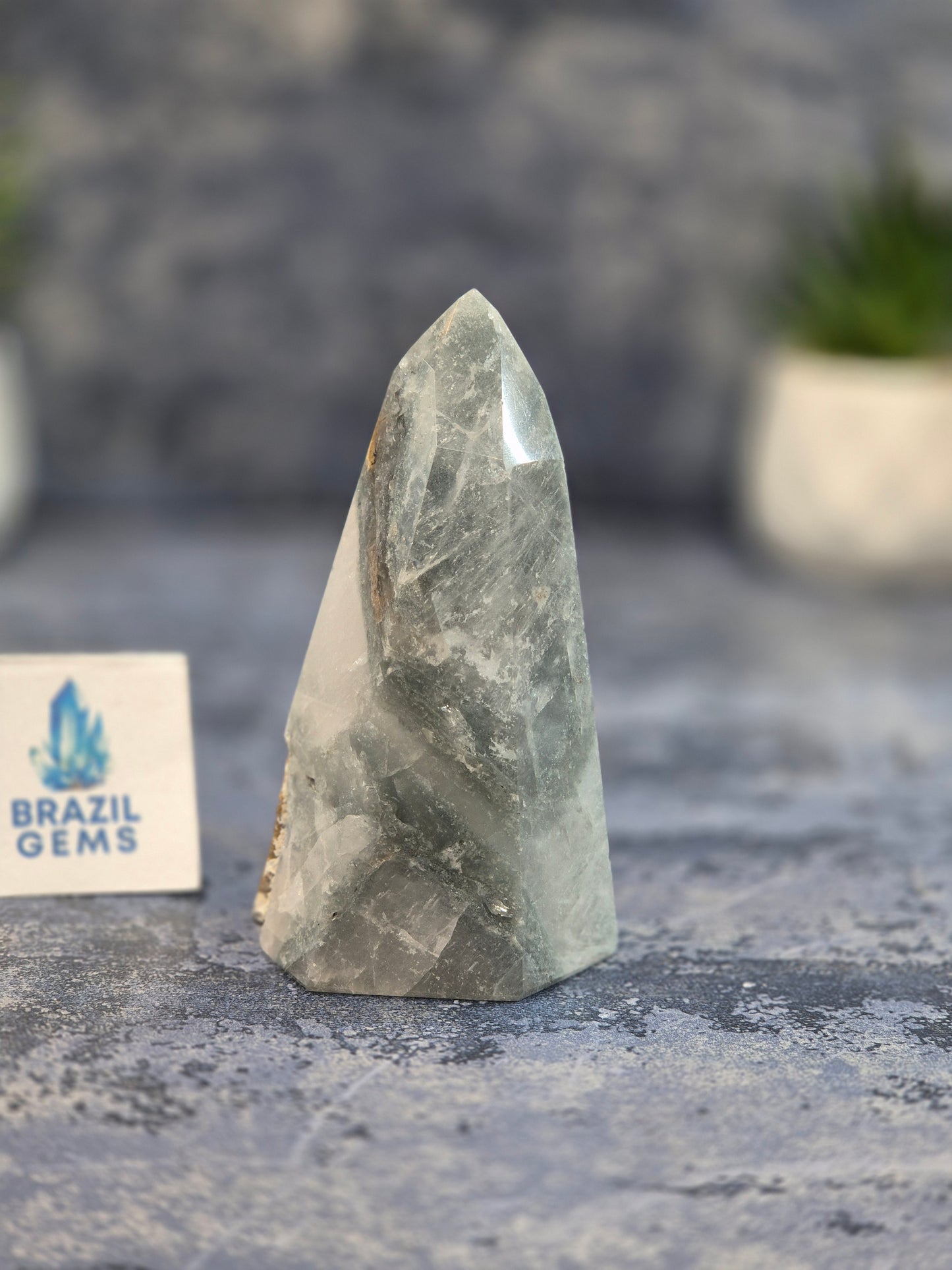 Blue Tara with Mosaic Calcite Point
