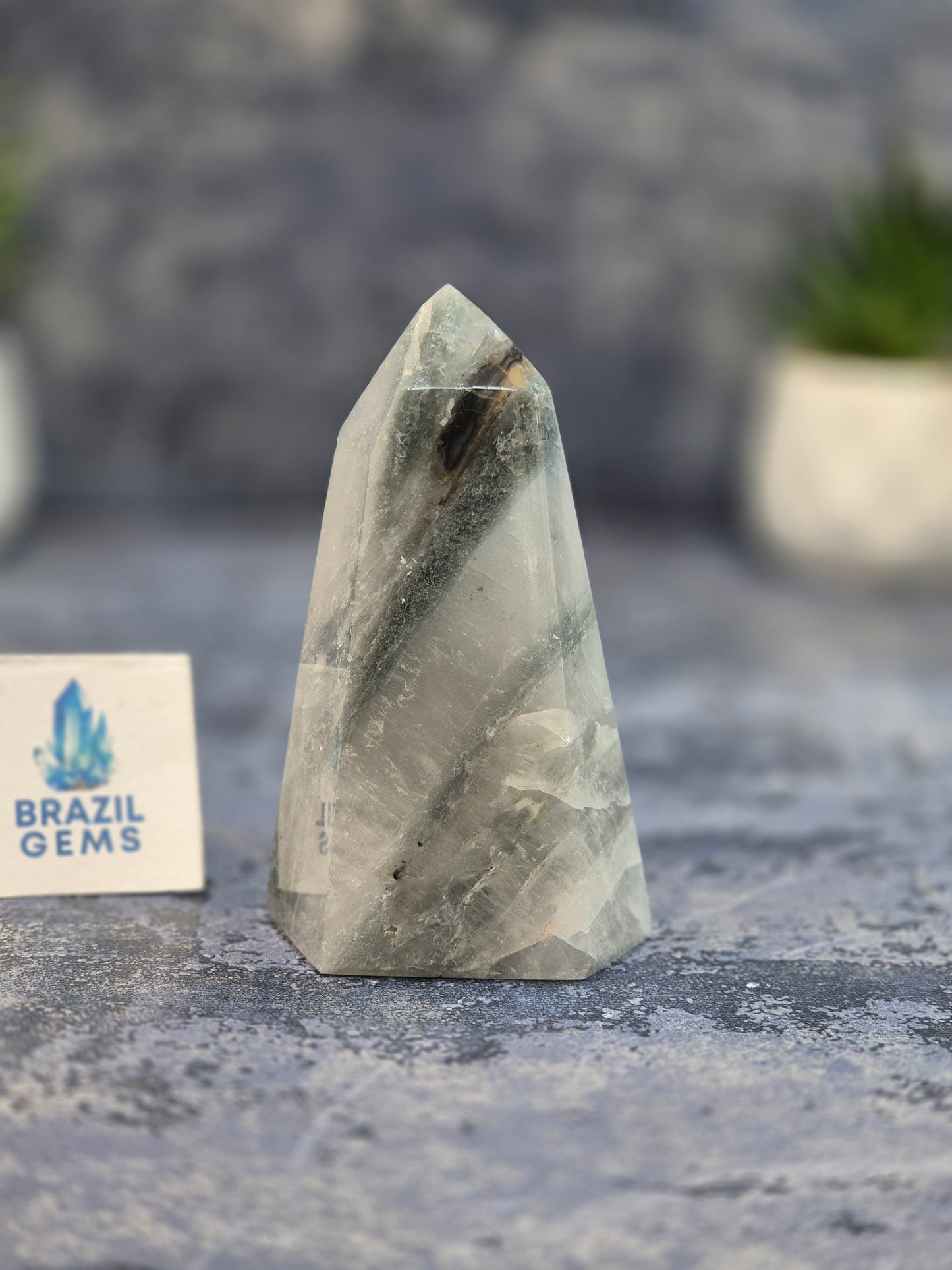 Blue Tara with Mosaic Calcite Point