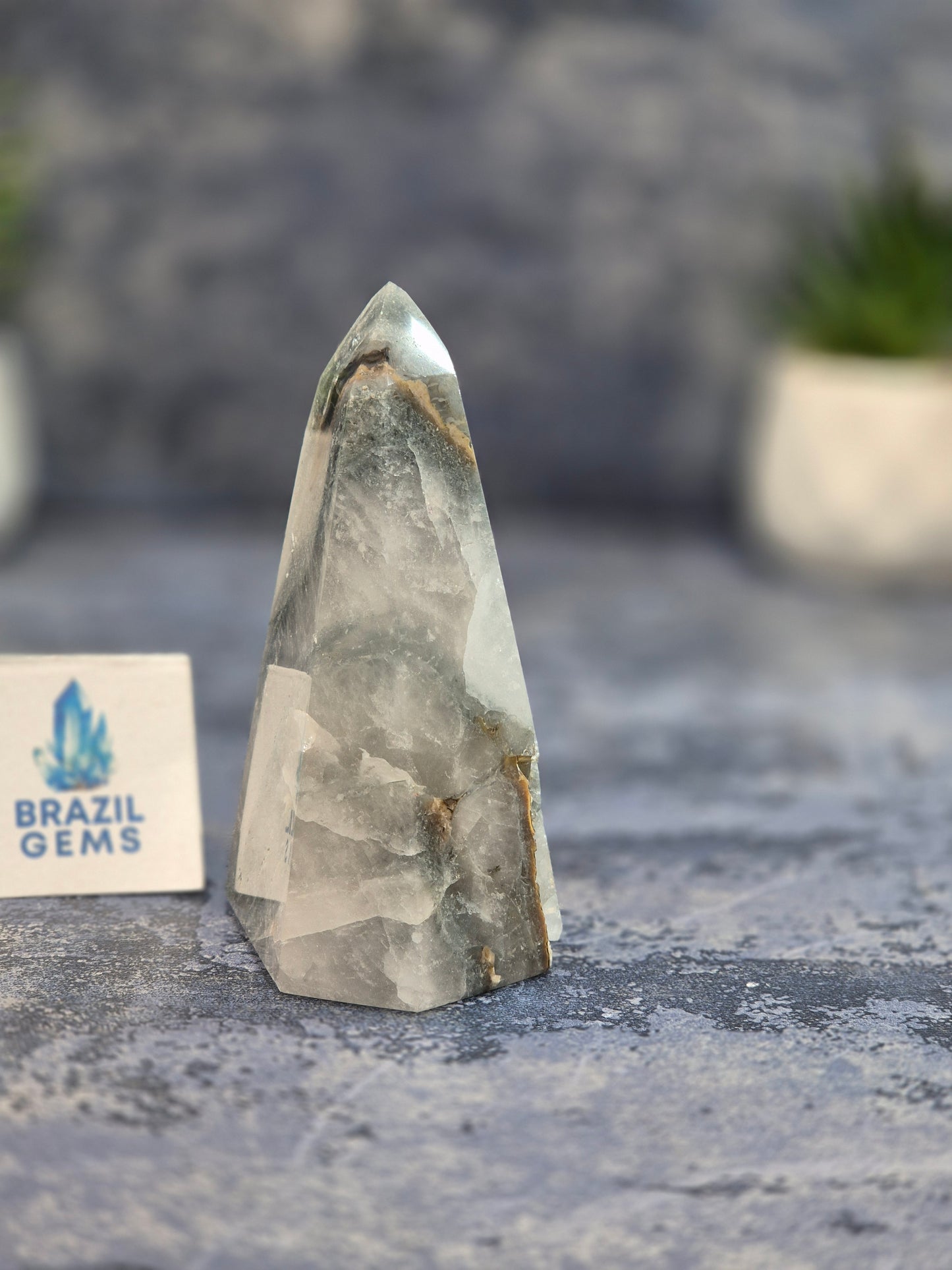 Blue Tara with Mosaic Calcite Point