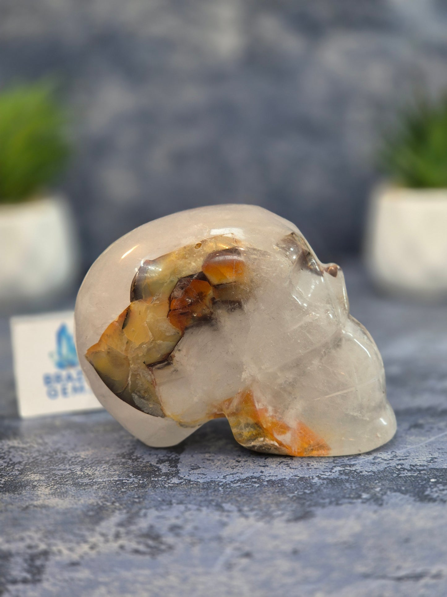 Blue Tara with Mosaic Calcite Skull