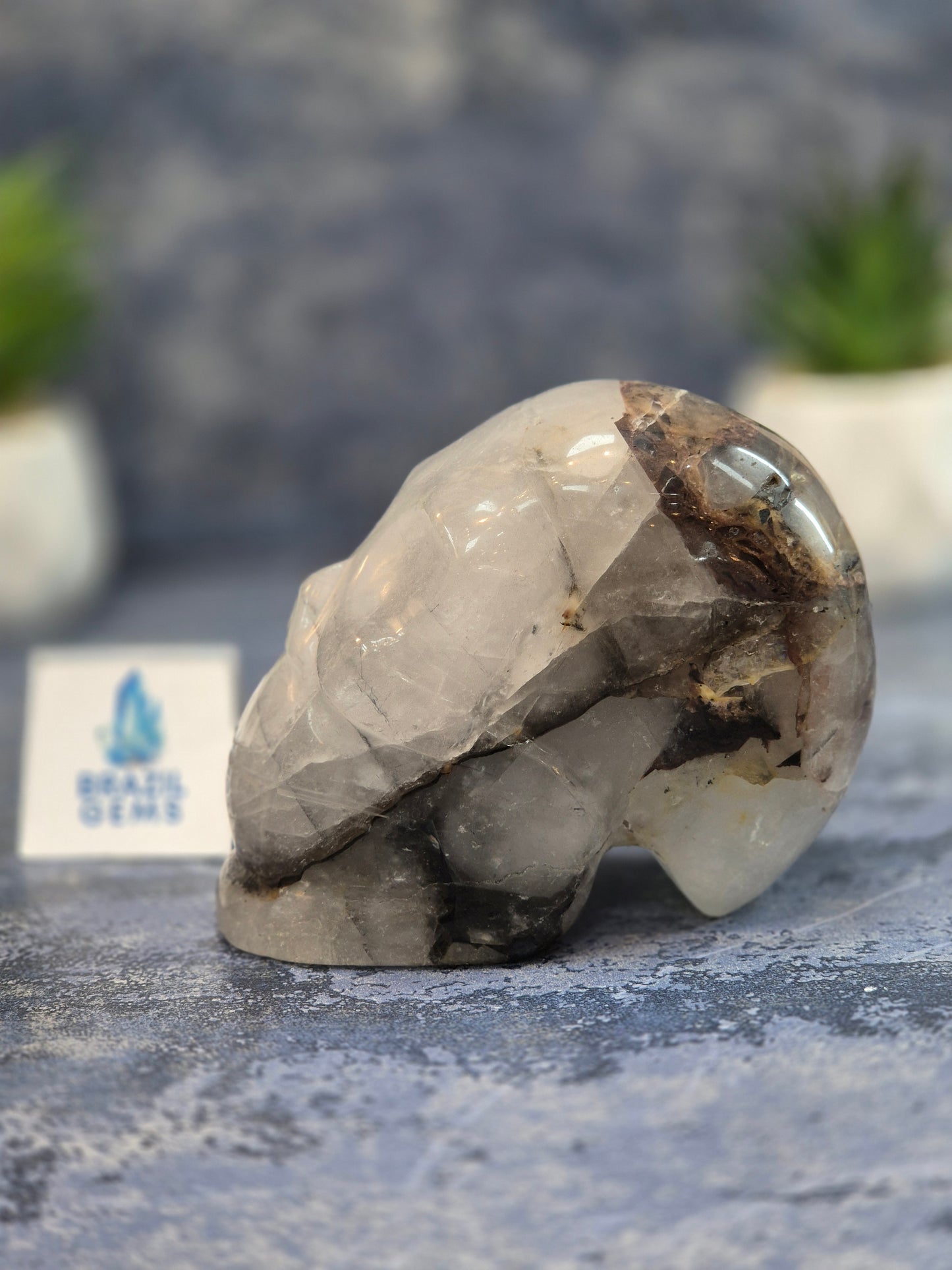 Blue Tara with Mosaic Calcite Skull