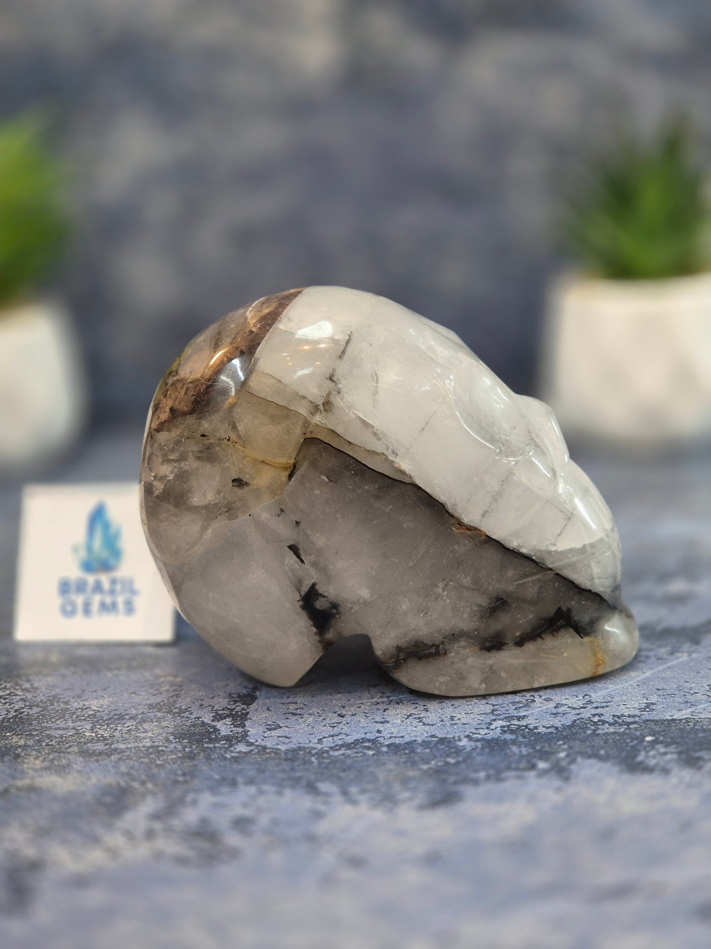 Blue Tara with Mosaic Calcite Skull