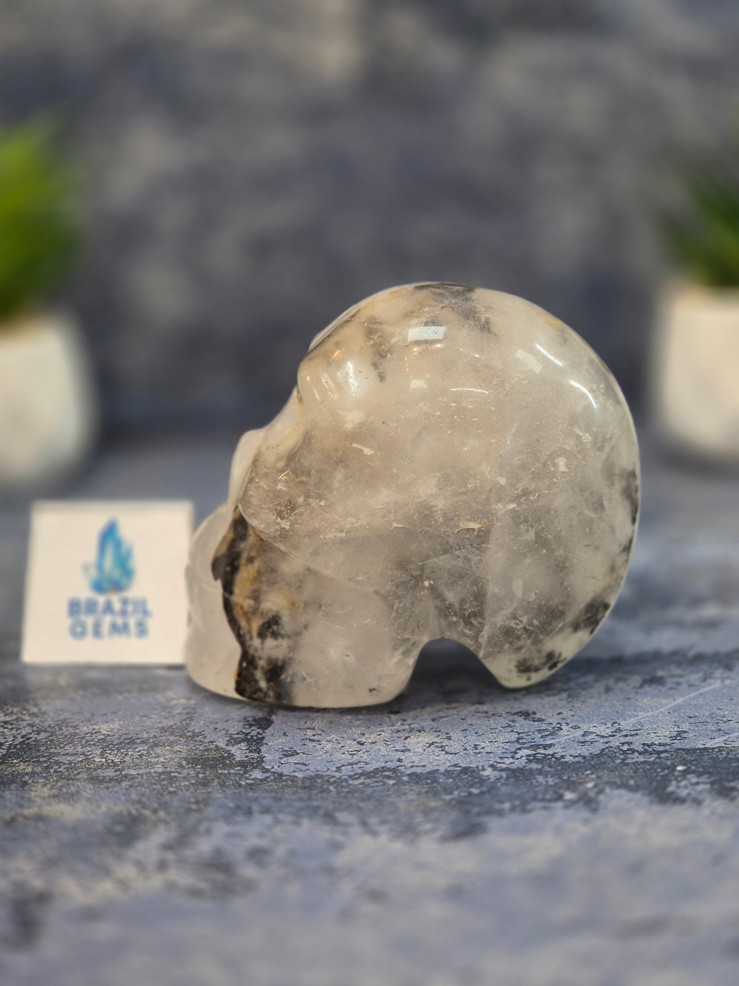 Blue Tara with Mosaic Calcite Skull