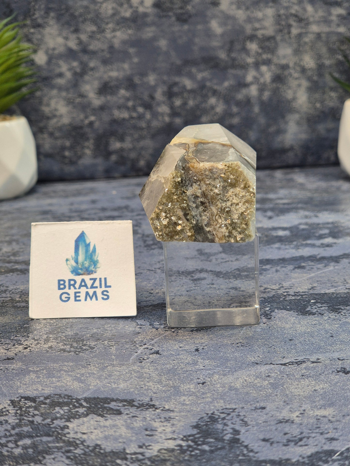 Blue Tara with Mosaic Calcite and Mica Free Form