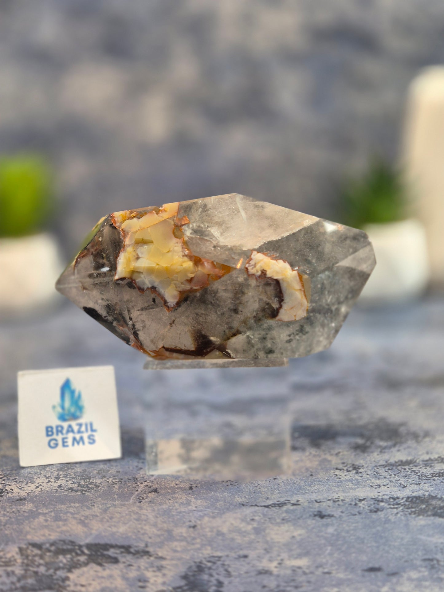 Blue Tara with Mosaic Calcite Double Terminated