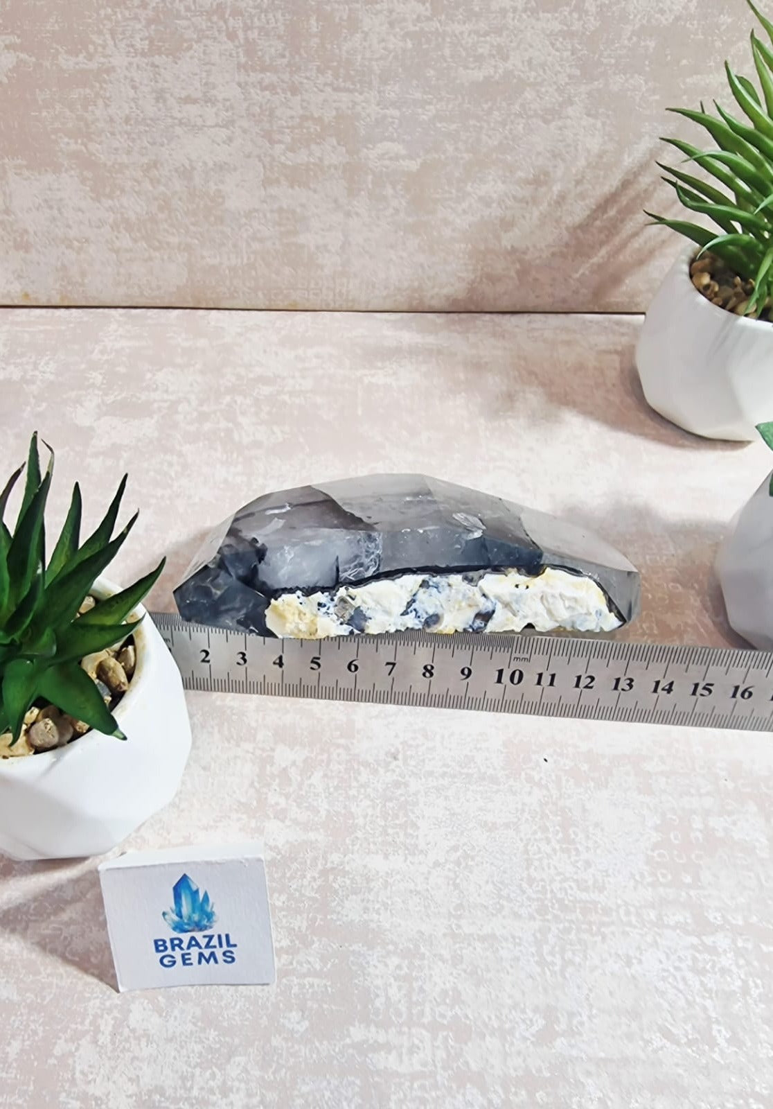 Blue Tara with Mosaic Calcite Slab on stand