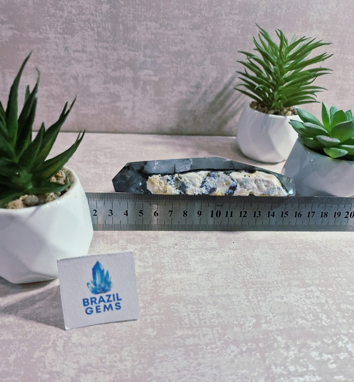 Blue Tara with Mosaic Calcite Slab on stand