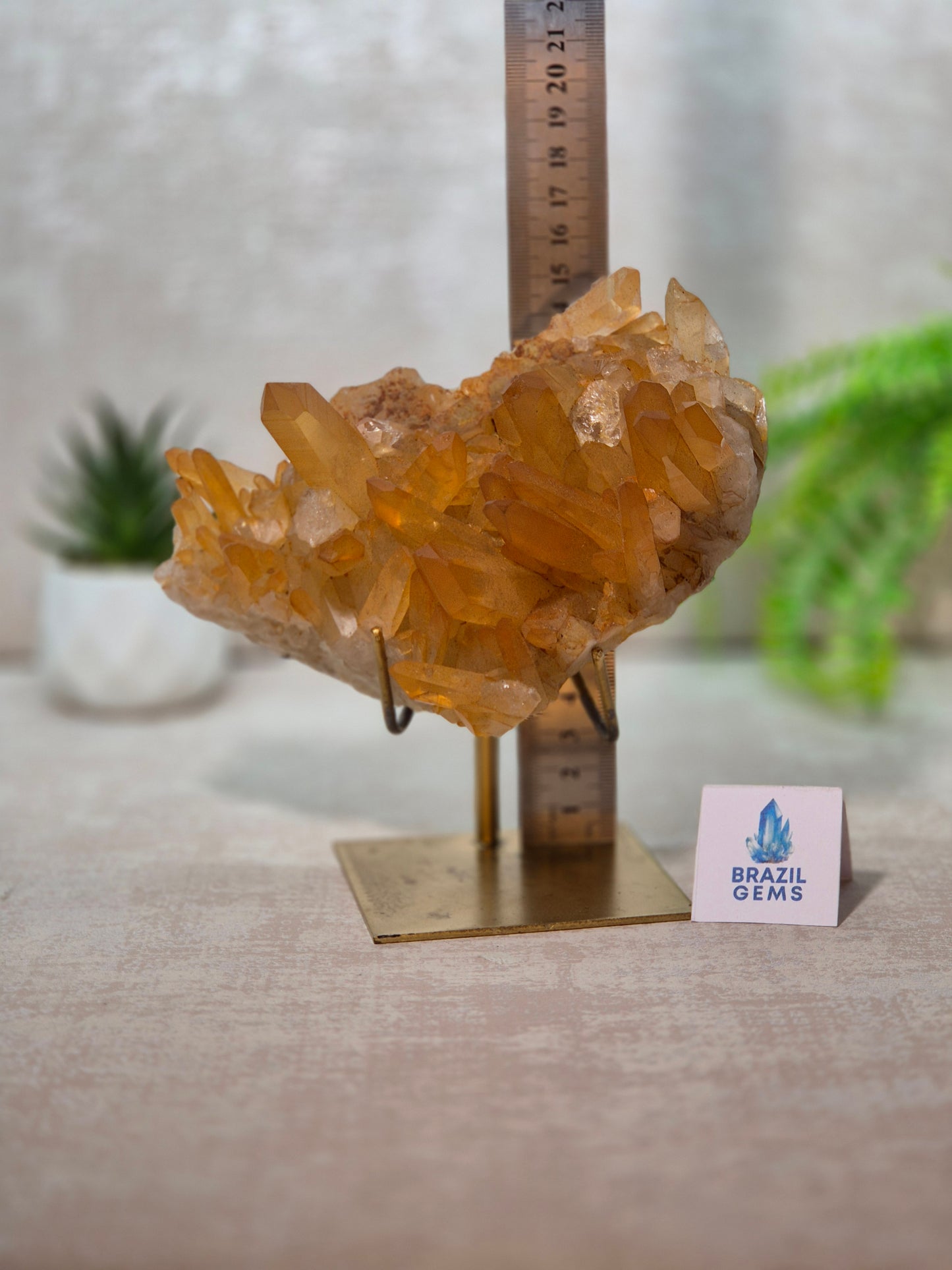 Tangerine Quartz Cluster on stand