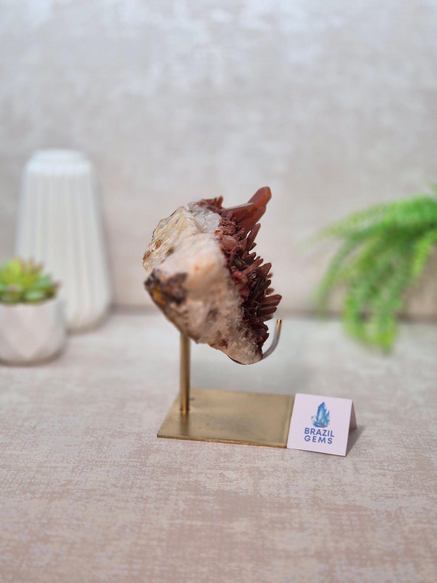 Tangerine Quartz Cluster on stand