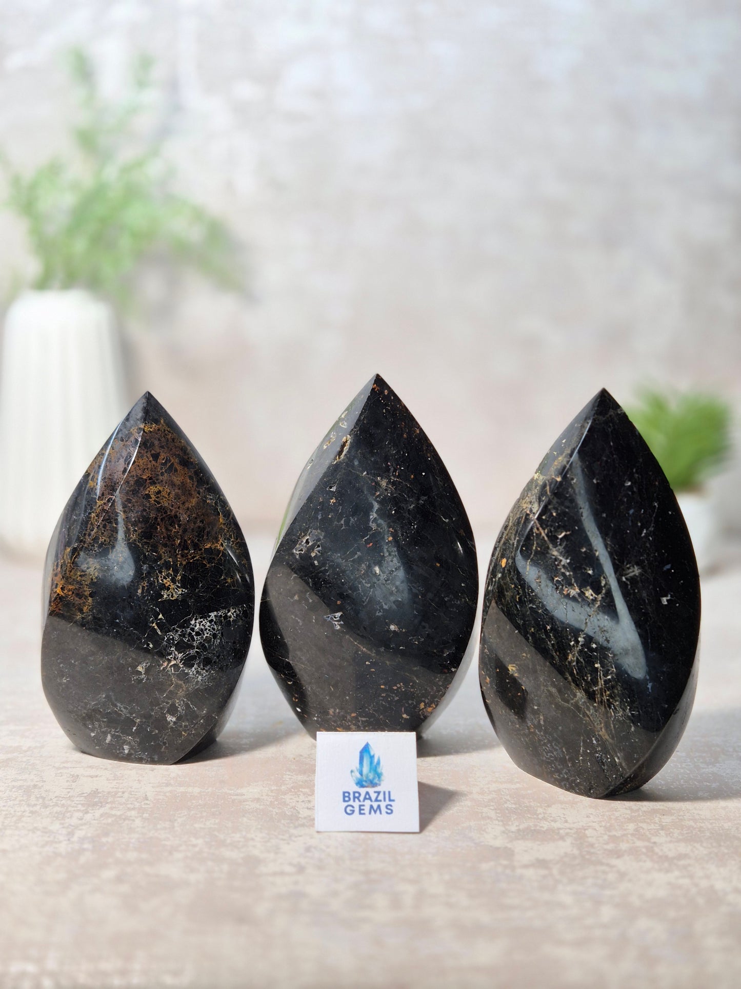 Black Tourmaline with Oxidation Flame