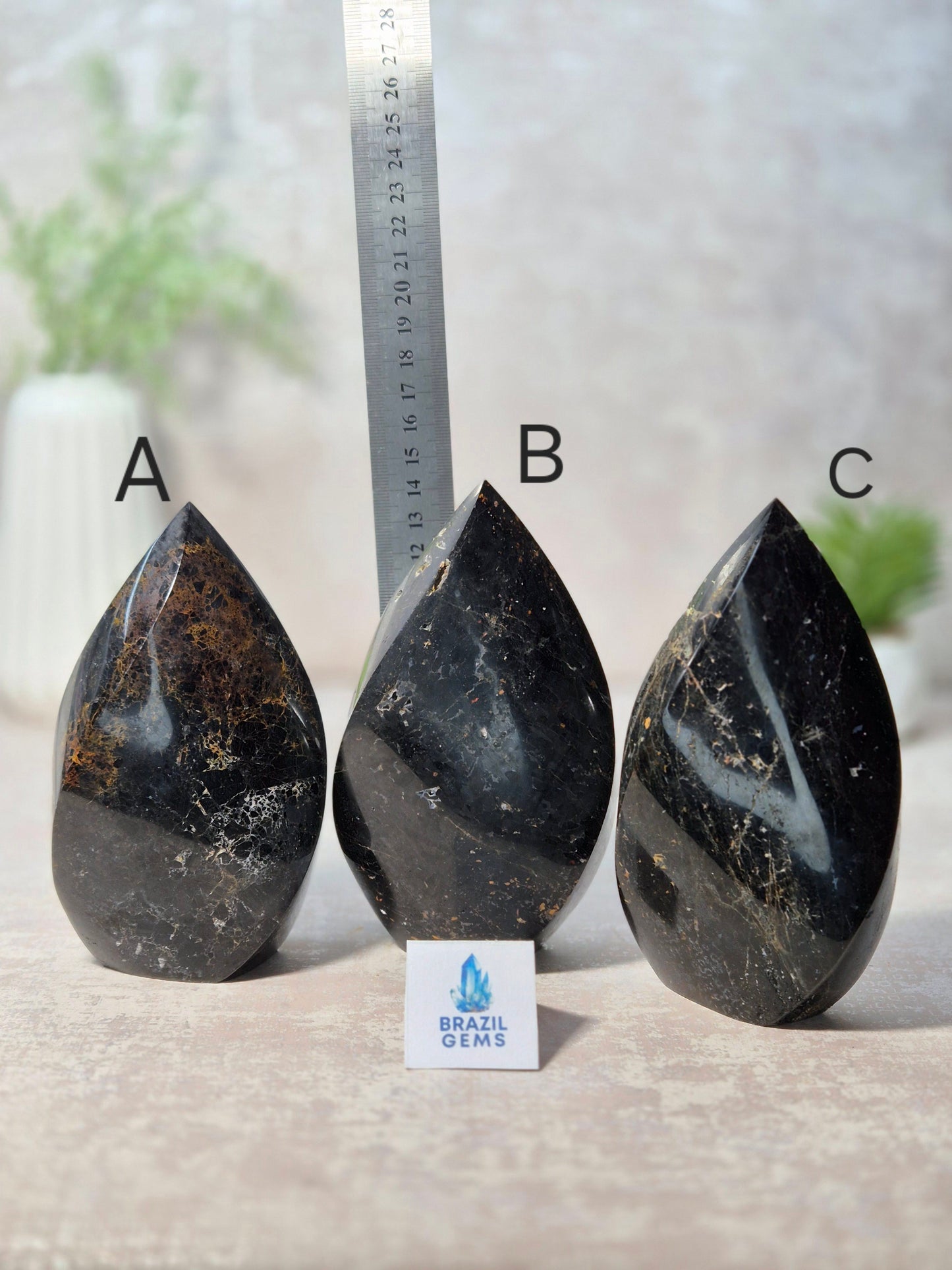 Black Tourmaline with Oxidation Flame