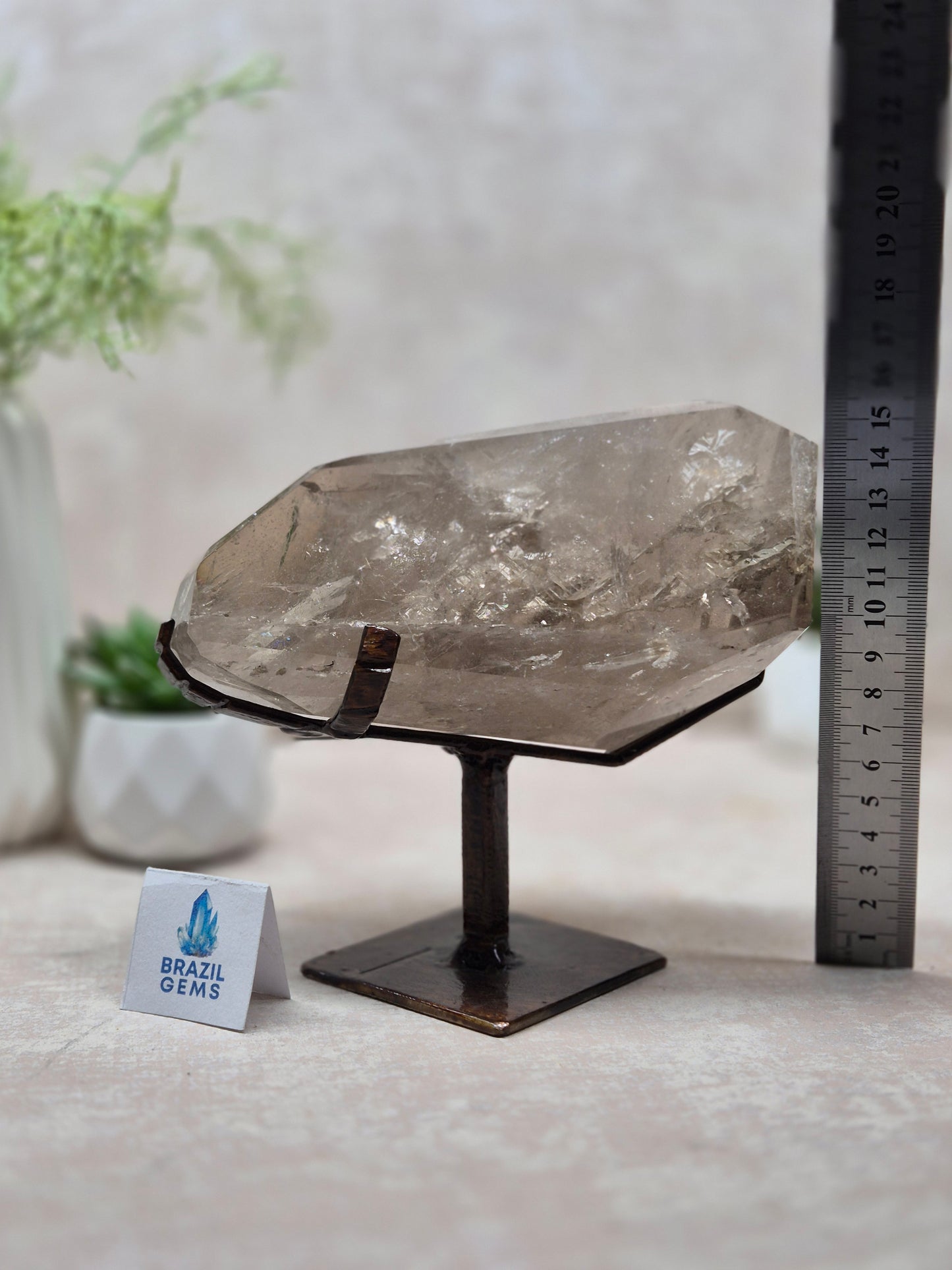 Smoky Quartz with Inclusions Free Form on the stand