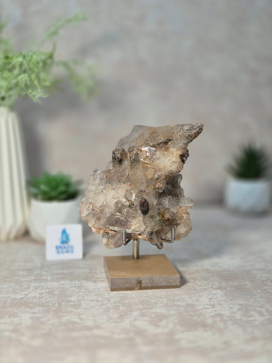 Lodolite Quartz Cluster on the stand