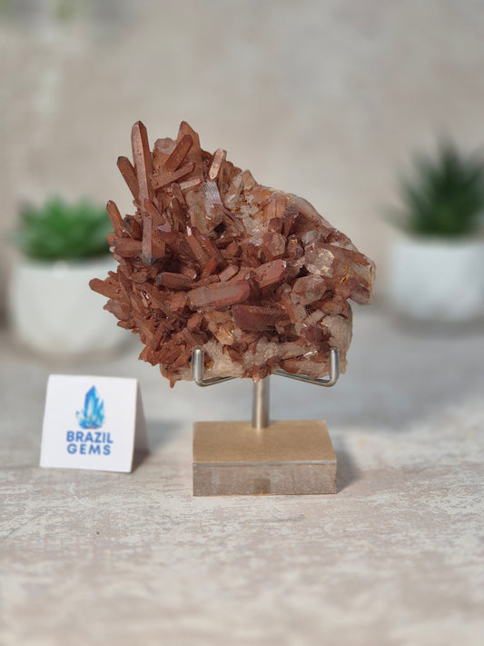 Tangerine Quartz Cluster on stand