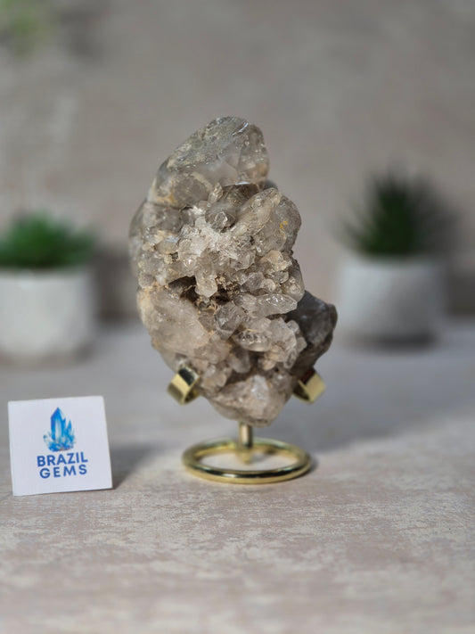 Lodolite Quartz Cluster on stand