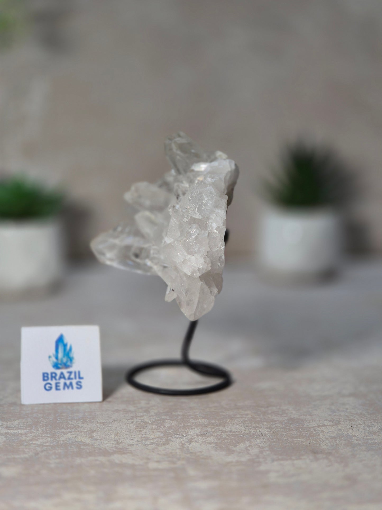 Clear Quartz Cluster on stand