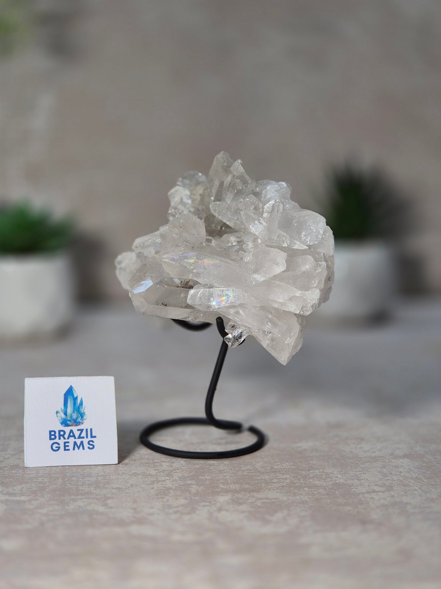 Clear Quartz Cluster on stand