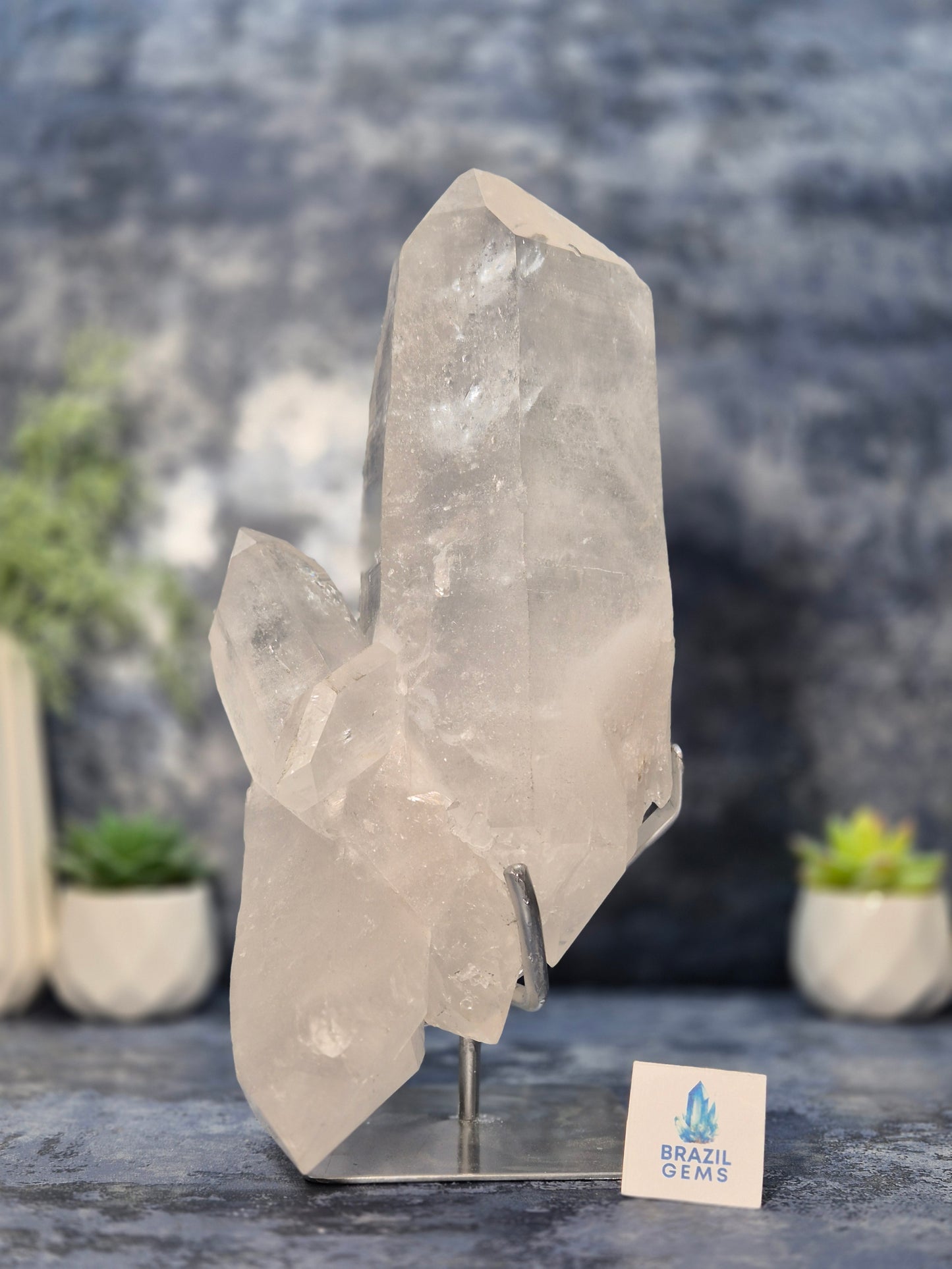 Lemurian Quartz Cluster on stand