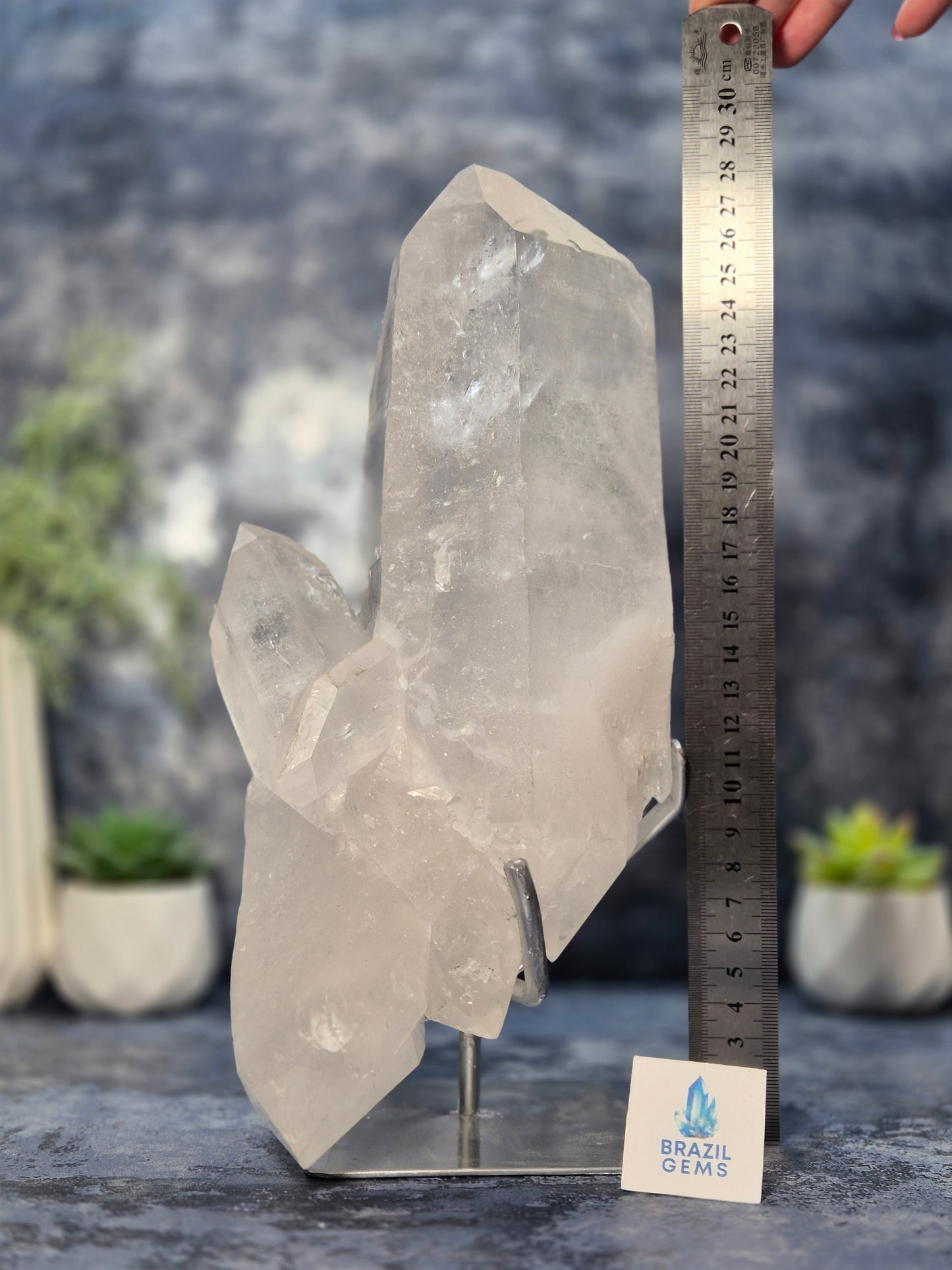 Lemurian Quartz Cluster on stand