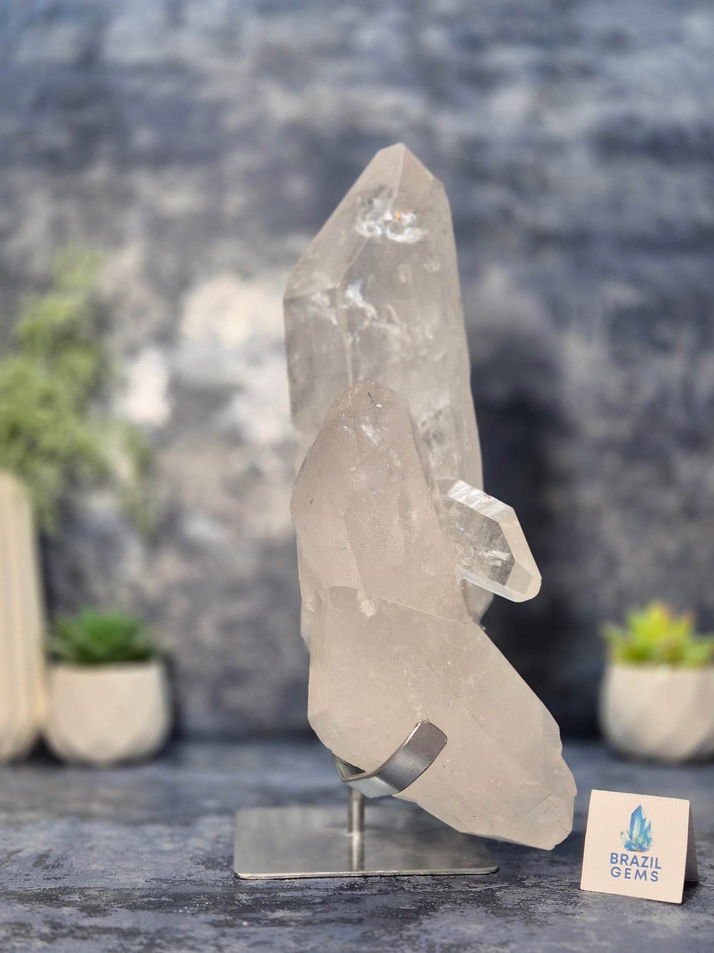 Lemurian Quartz Cluster on stand