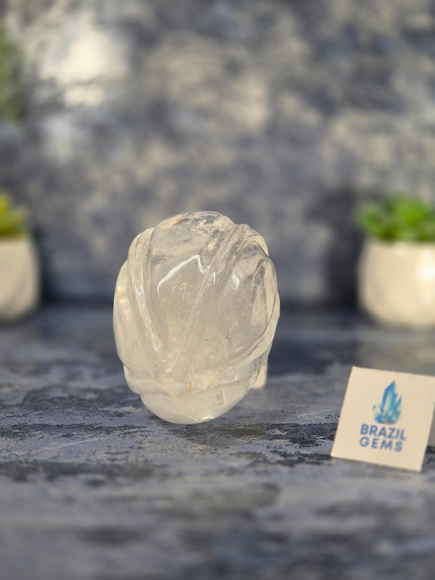 Lemurian Quartz Traveller Skull with Rainbow
