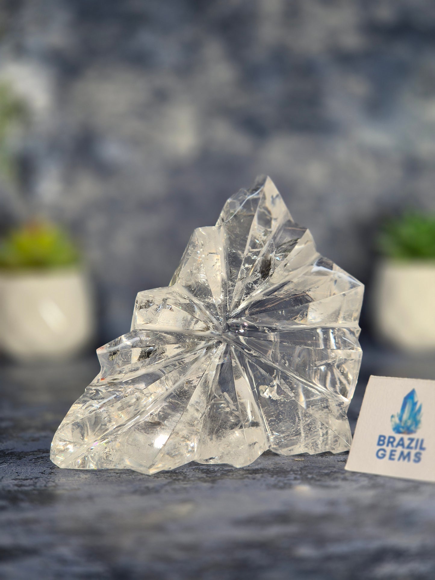 Abstract Clear Lemurian Quartz Sculpture