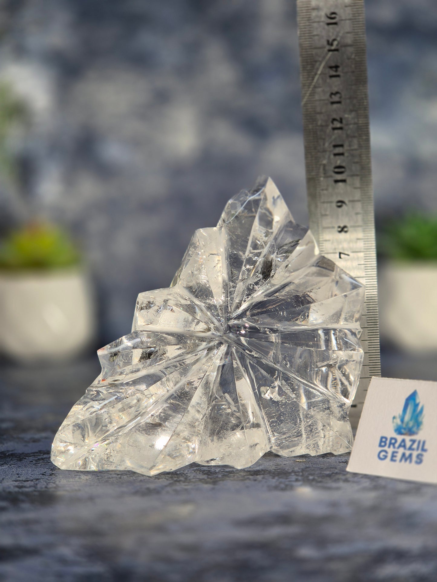 Abstract Clear Lemurian Quartz Sculpture
