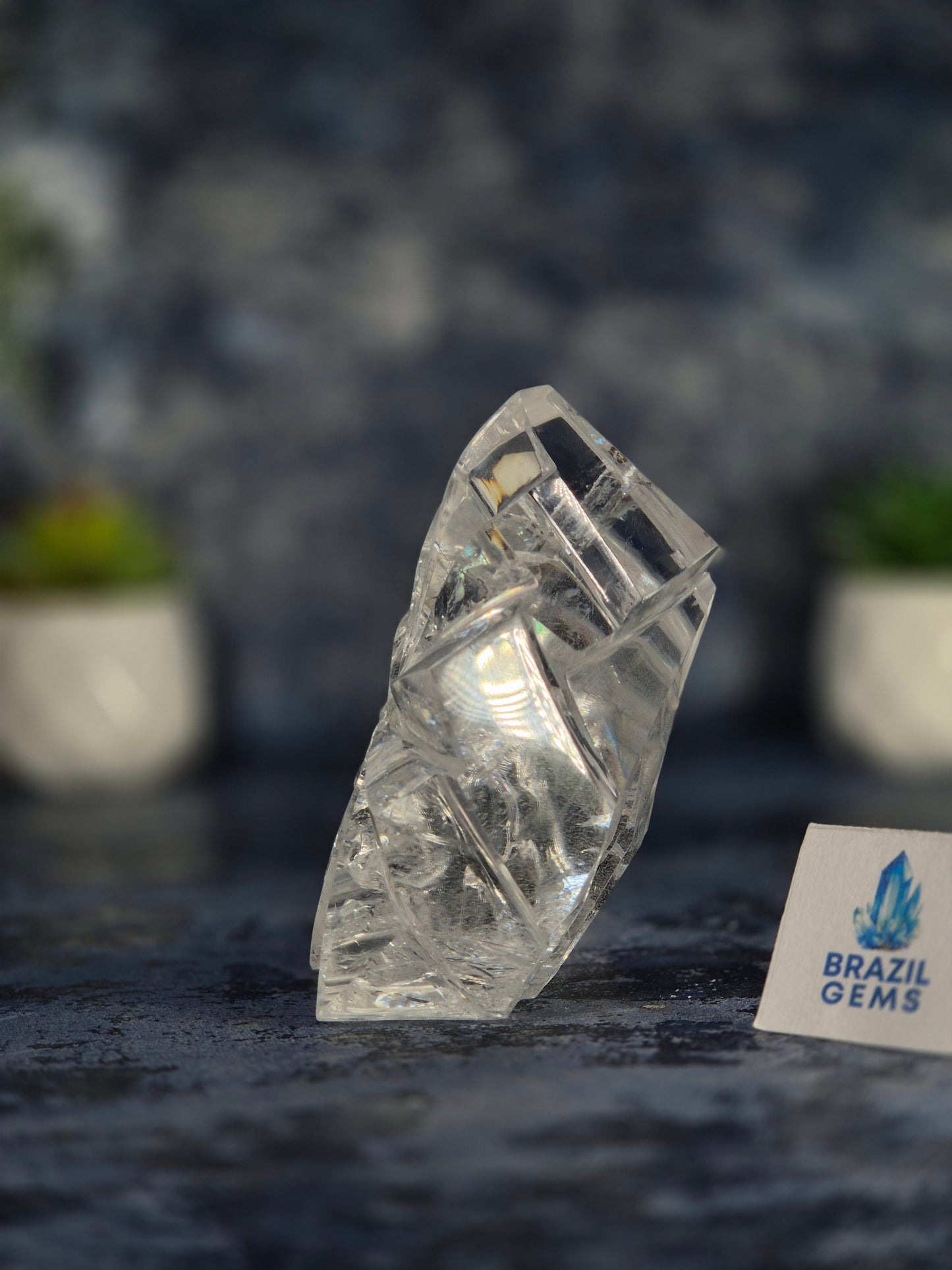 Abstract Clear Lemurian Quartz Sculpture