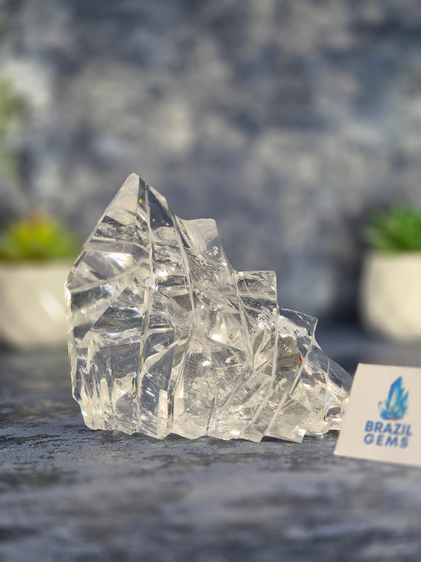 Abstract Clear Lemurian Quartz Sculpture