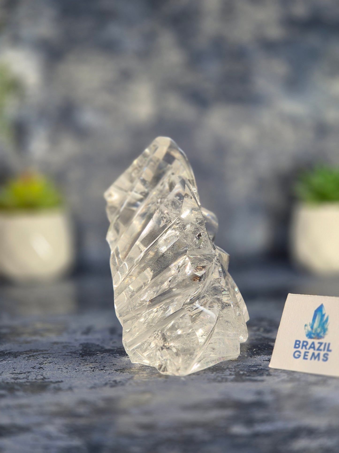 Abstract Clear Lemurian Quartz Sculpture