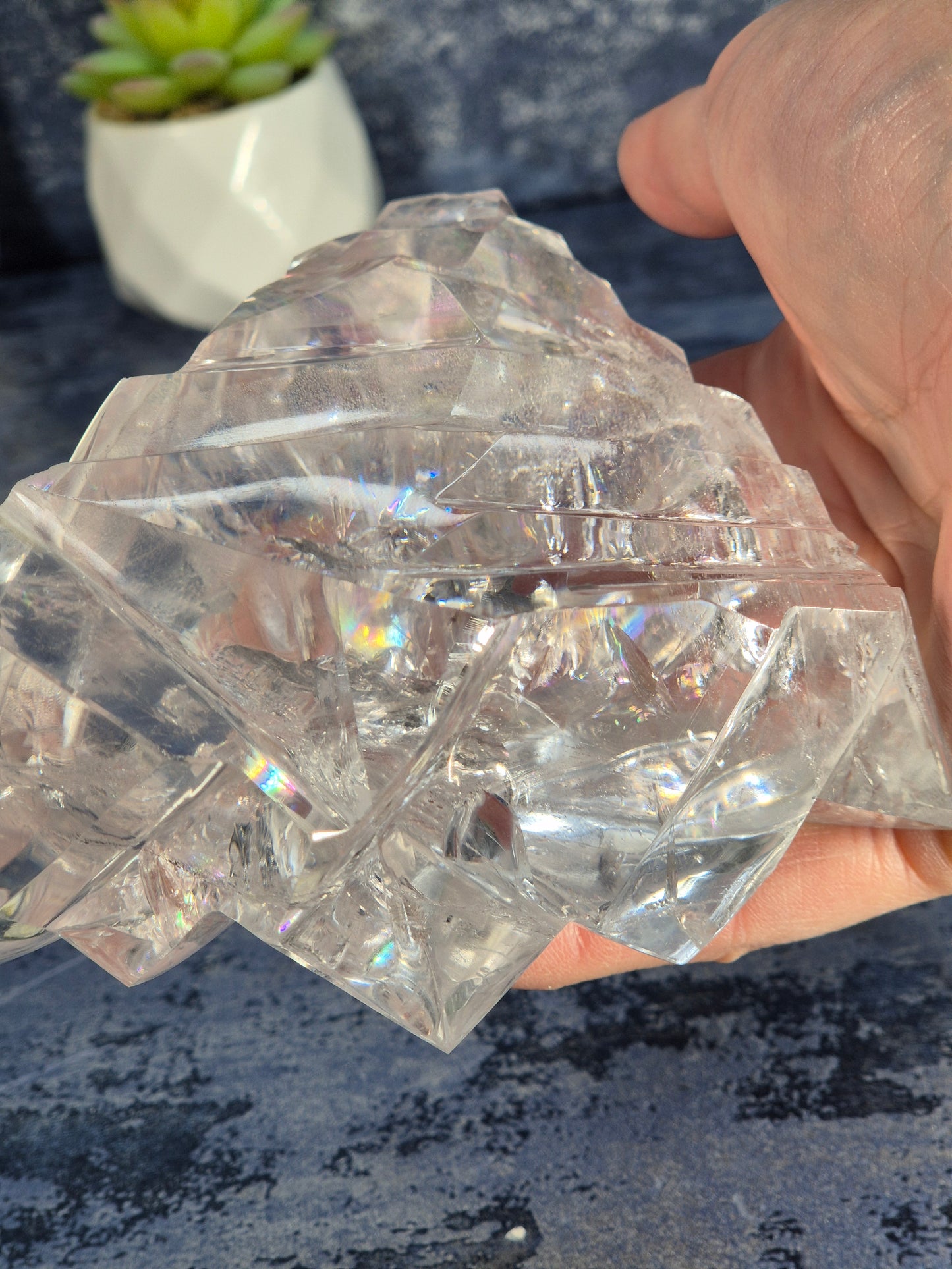 Abstract Clear Lemurian Quartz Sculpture