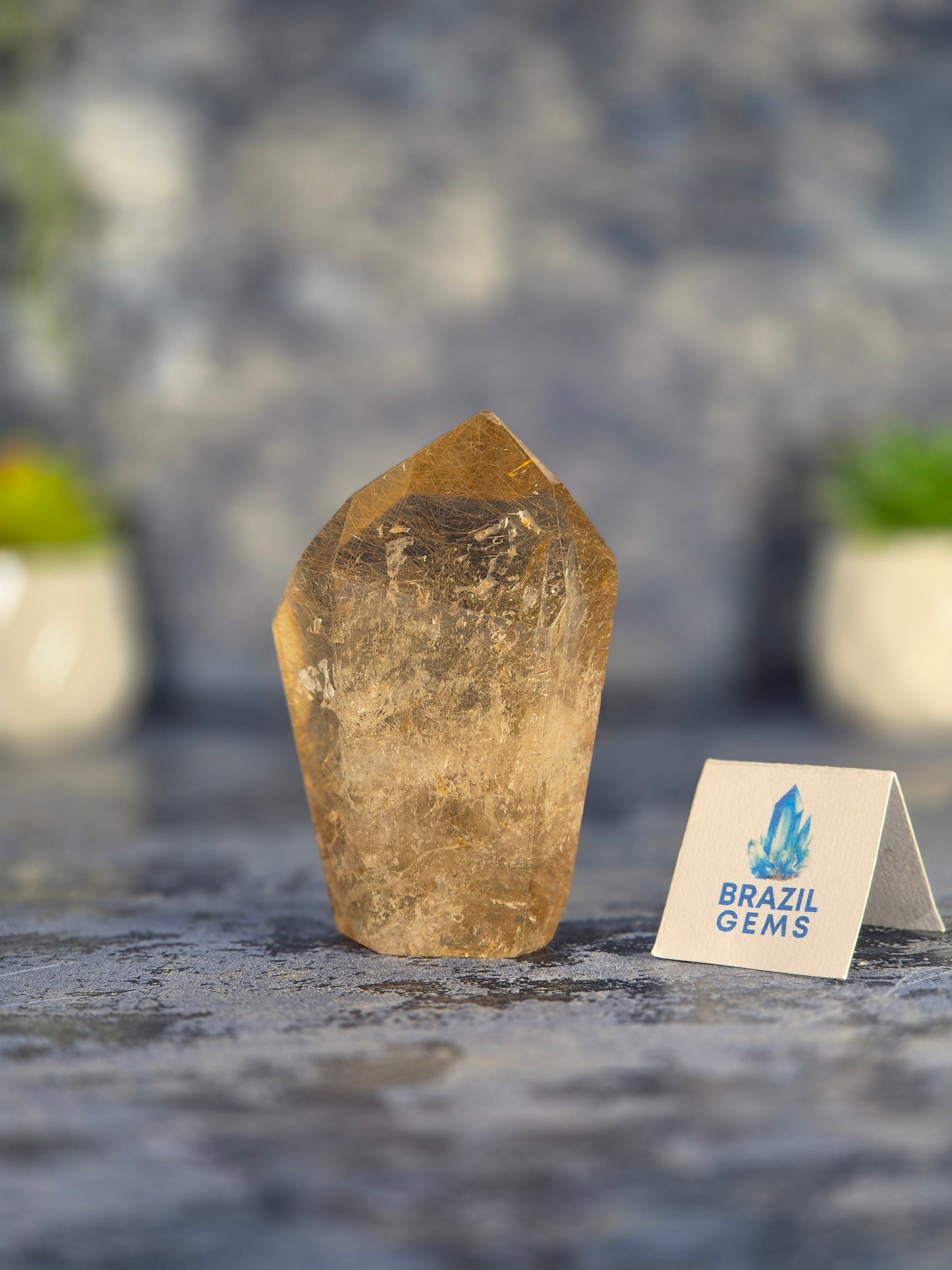 Free Form Silver Rutile in Smoky Quartz
