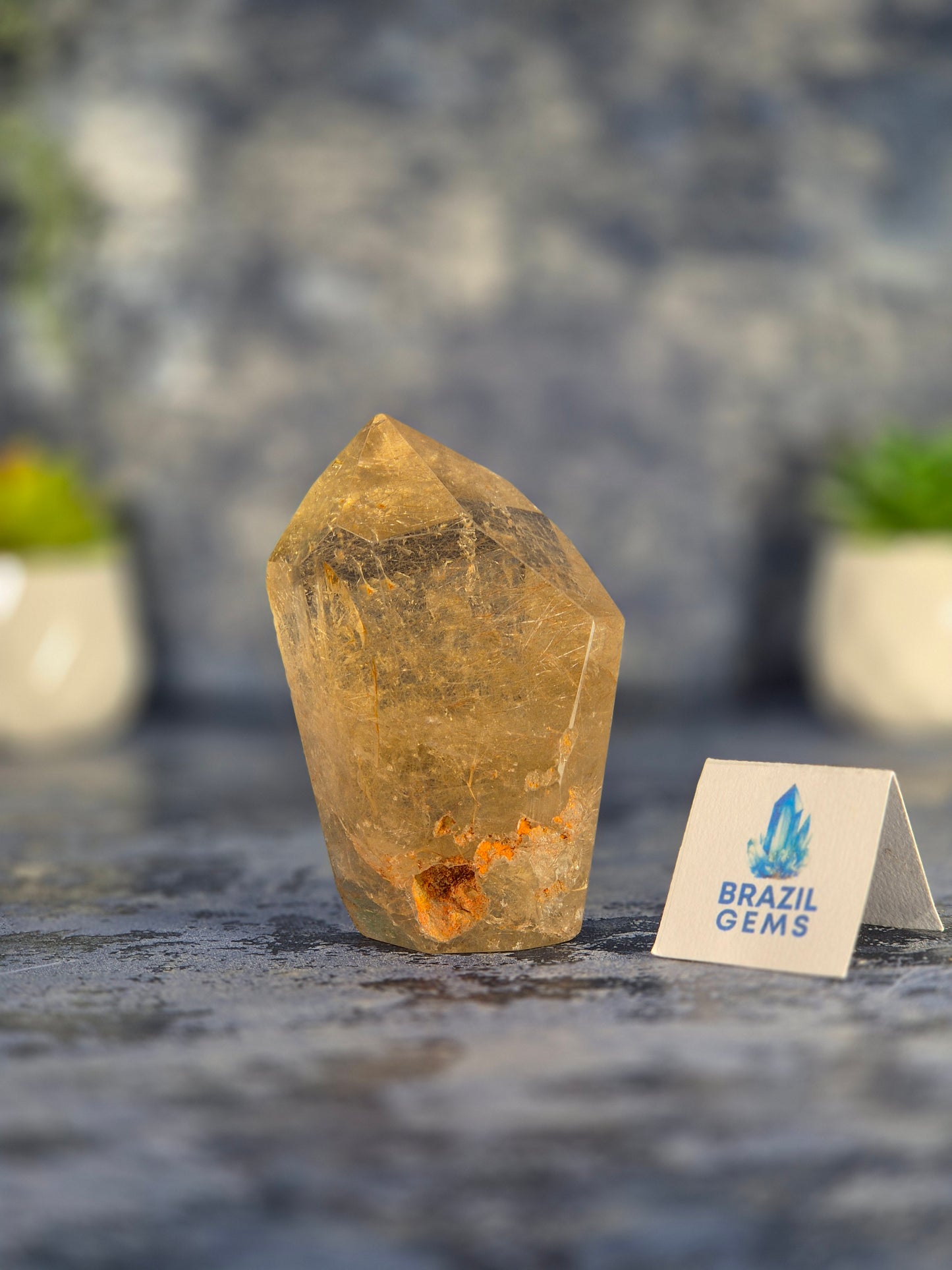 Free Form Silver Rutile in Smoky Quartz