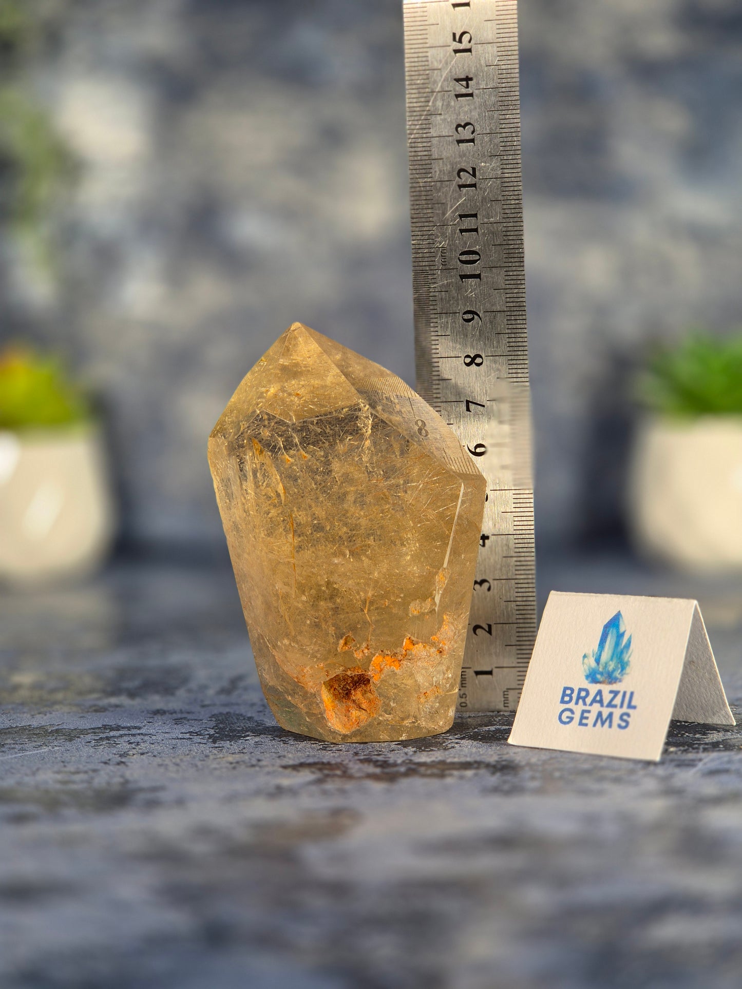 Free Form Silver Rutile in Smoky Quartz