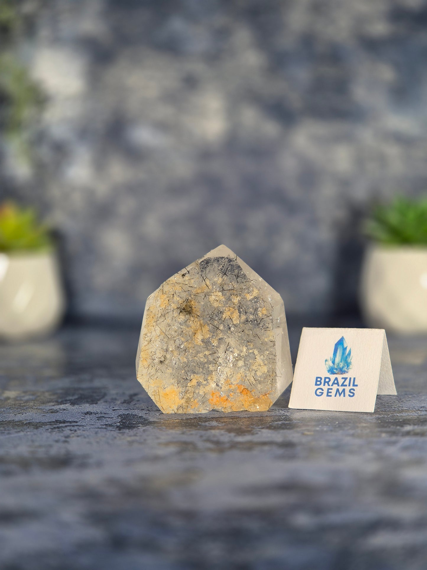 Clear Quartz Point with Black Tourmaline Needles