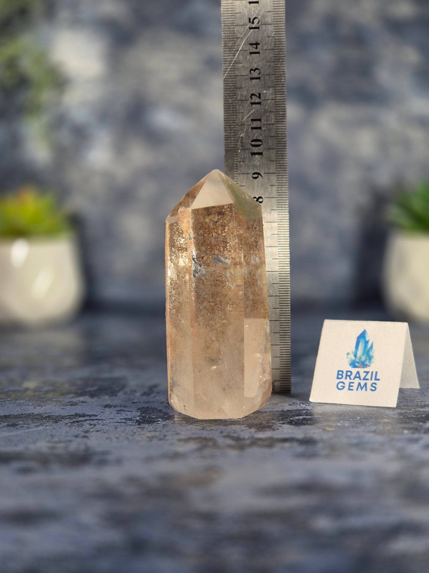 Clear Quartz Point with Lodolite