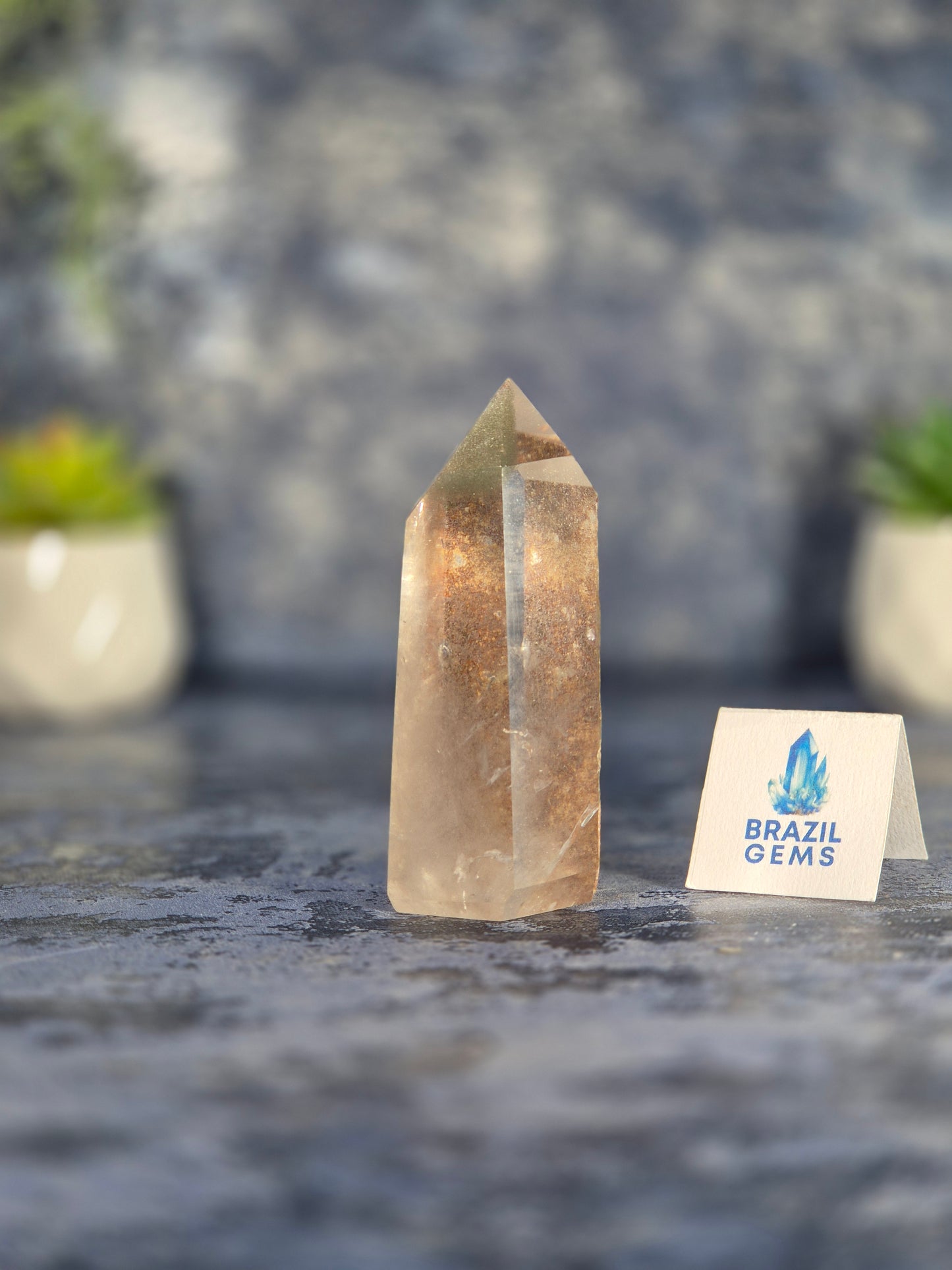 Clear Quartz Point with Lodolite