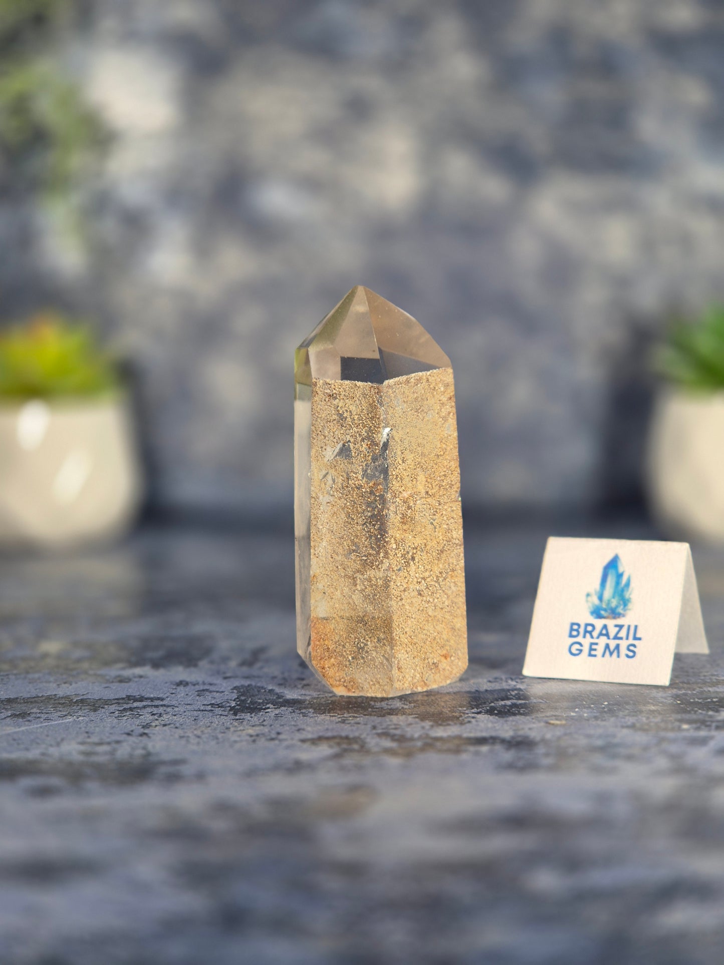 Clear Quartz Point with Lodolite