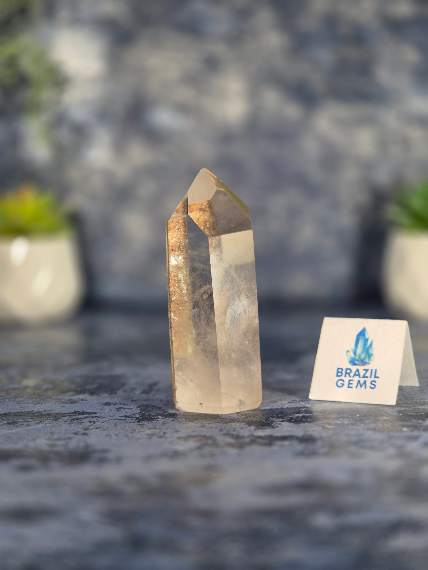 Clear Quartz Point with Lodolite
