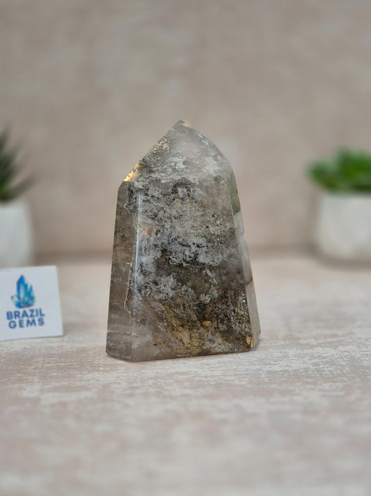 Clear Smoky Quartz with Lodolite Inclusions Point