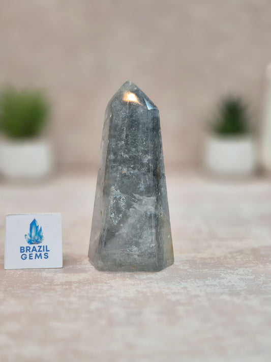 Blue Tara with Mosaic Calcite Point