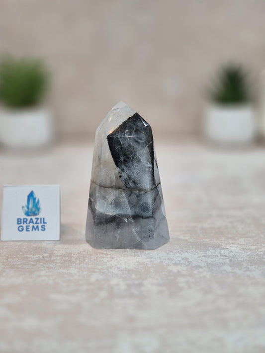 Blue Tara with Mosaic Calcite Point