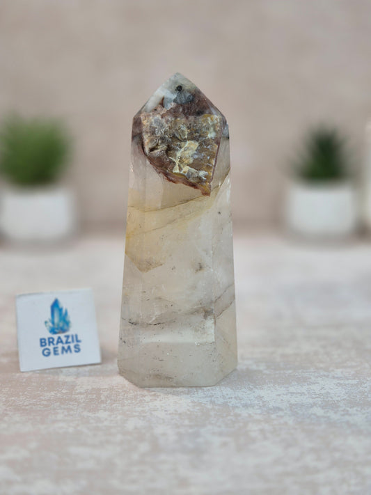 Blue Tara with Mosaic Calcite Point