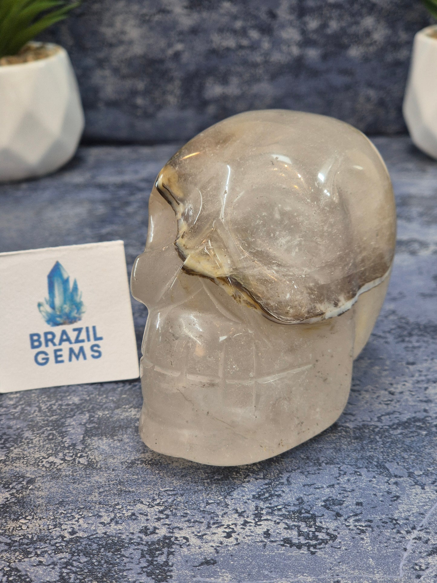 Blue Tara with Mosaic Calcite Skull