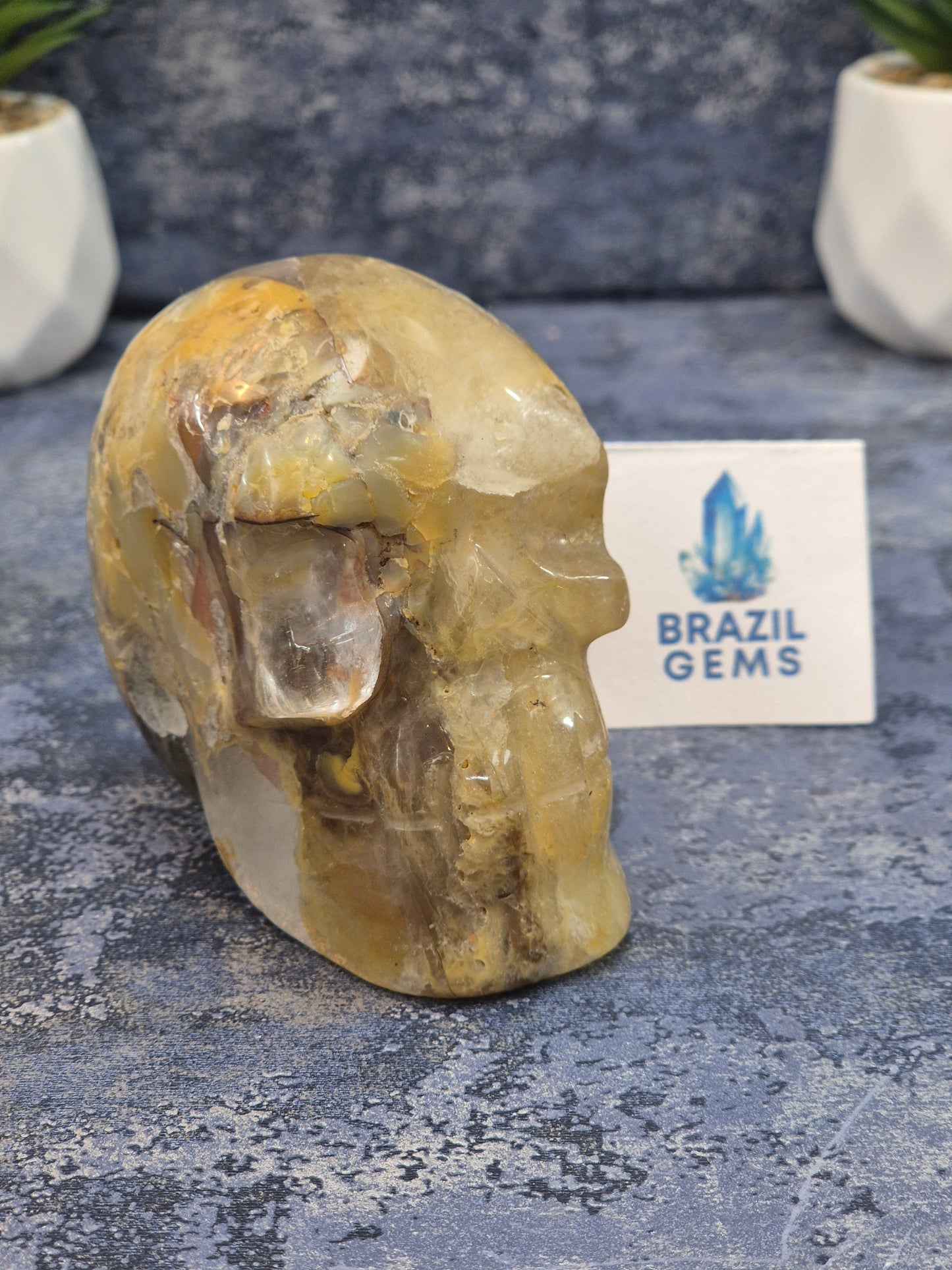 Blue Tara with Mosaic Calcite Skull