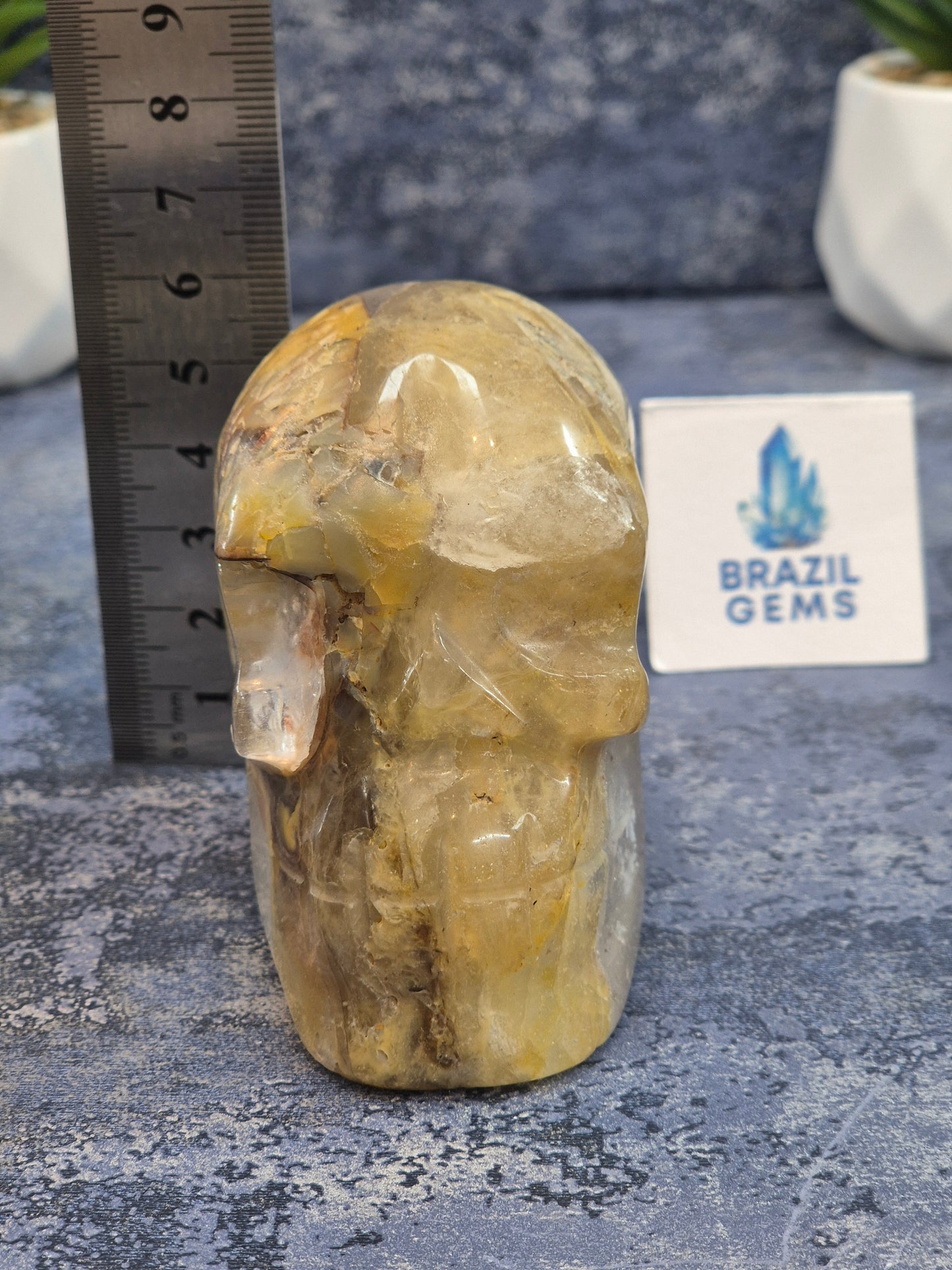 Blue Tara with Mosaic Calcite Skull