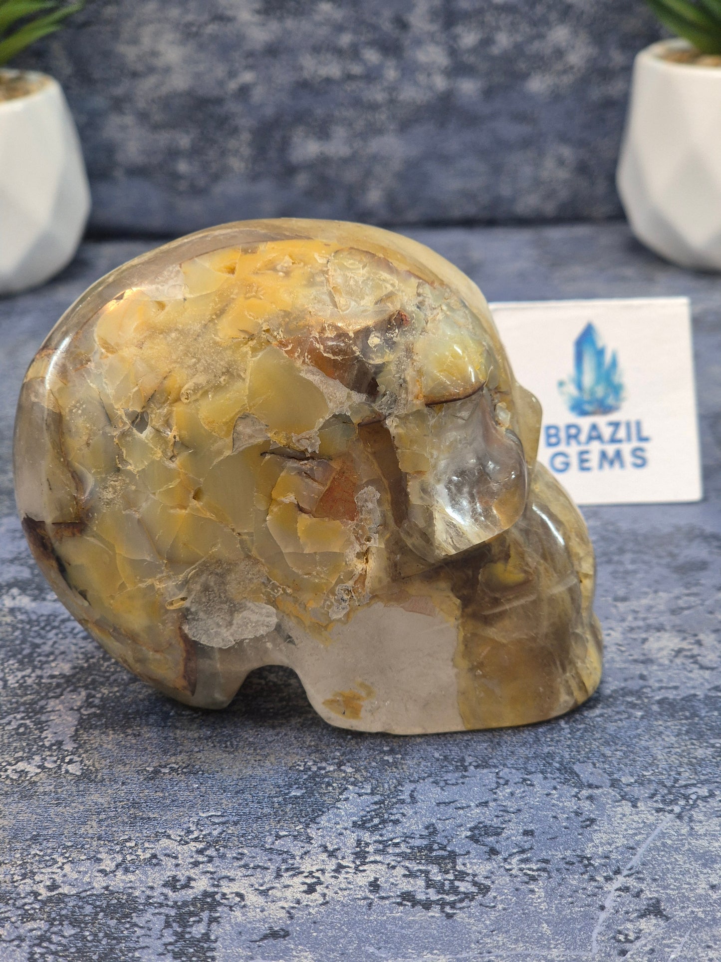 Blue Tara with Mosaic Calcite Skull